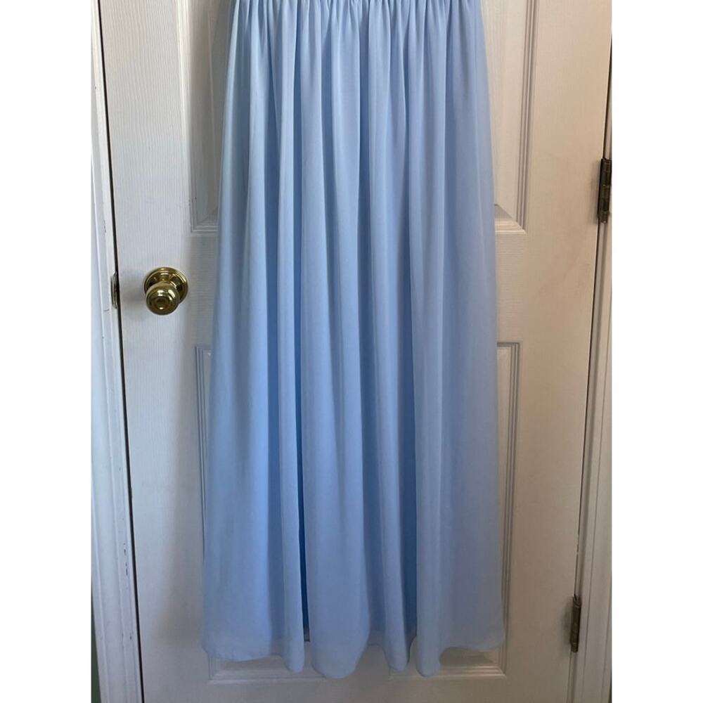 Ever Pretty Chiffon Lace Gown Maxi Dress Sz 6 Cap Sleeves Lined Light Blue Event - Picture 5 of 9
